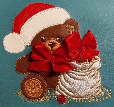 Doodle Applikationsdatei Teddy mit Geschenkesack